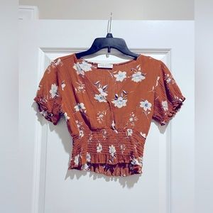Paper Crane - cropped top with shirred bottom- size XS